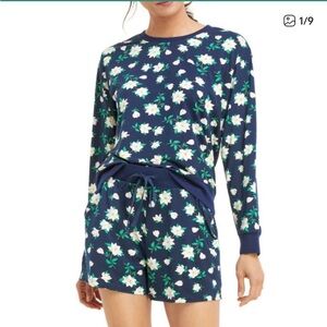 Draper James 2 Piece Navy Floral Pajama Set Sleepwear Shorts XL Magnolia